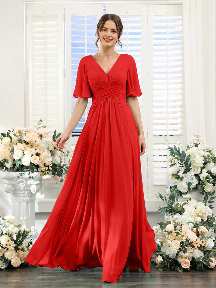 Echoarchiv | Fließendes V-Ausschnitt Chiffonkleid für Damen