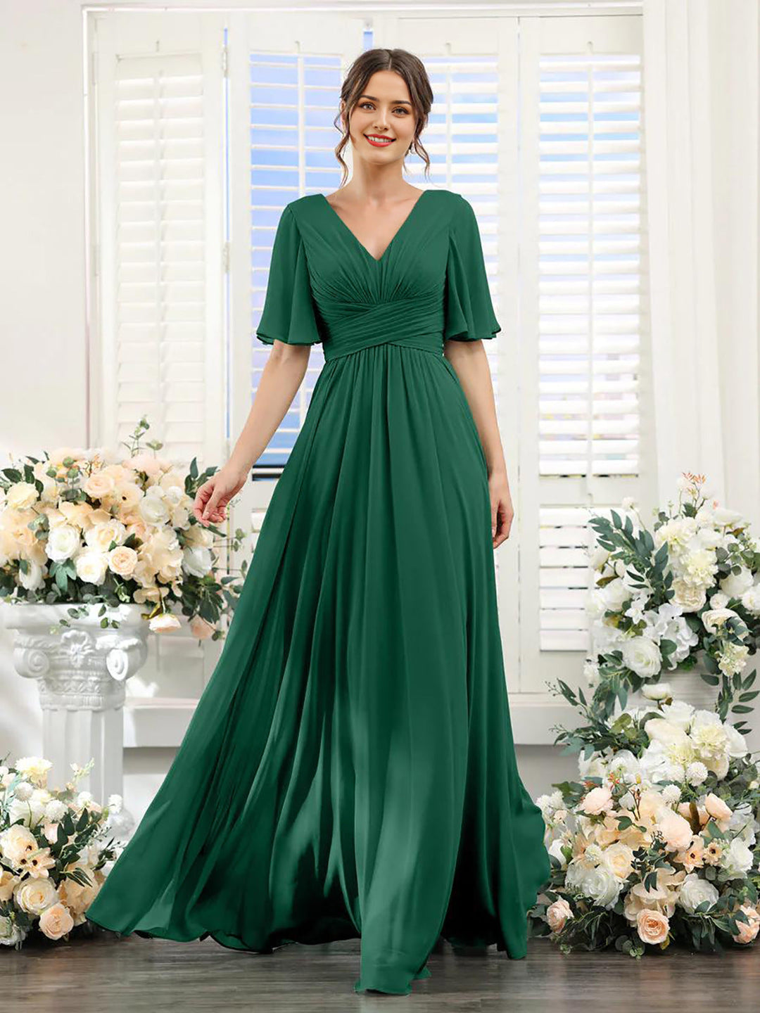 Echoarchiv | Fließendes V-Ausschnitt Chiffonkleid für Damen