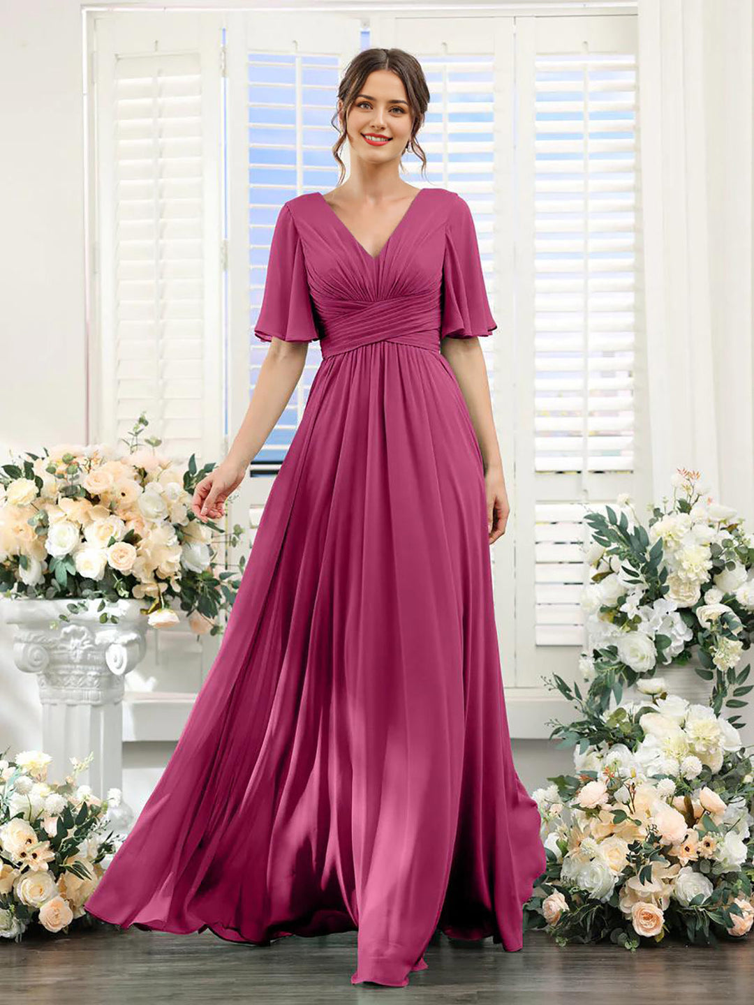 Echoarchiv | Fließendes V-Ausschnitt Chiffonkleid für Damen