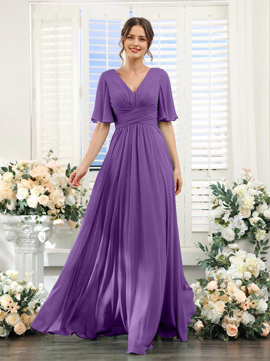 Echoarchiv | Fließendes V-Ausschnitt Chiffonkleid für Damen