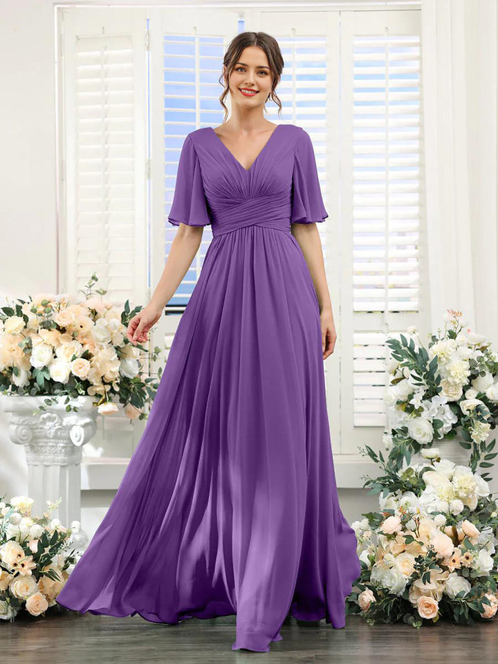 Echoarchiv | Fließendes V-Ausschnitt Chiffonkleid für Damen