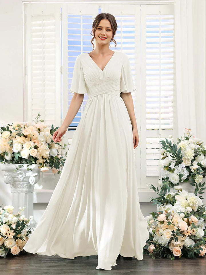 Echoarchiv | Fließendes V-Ausschnitt Chiffonkleid für Damen