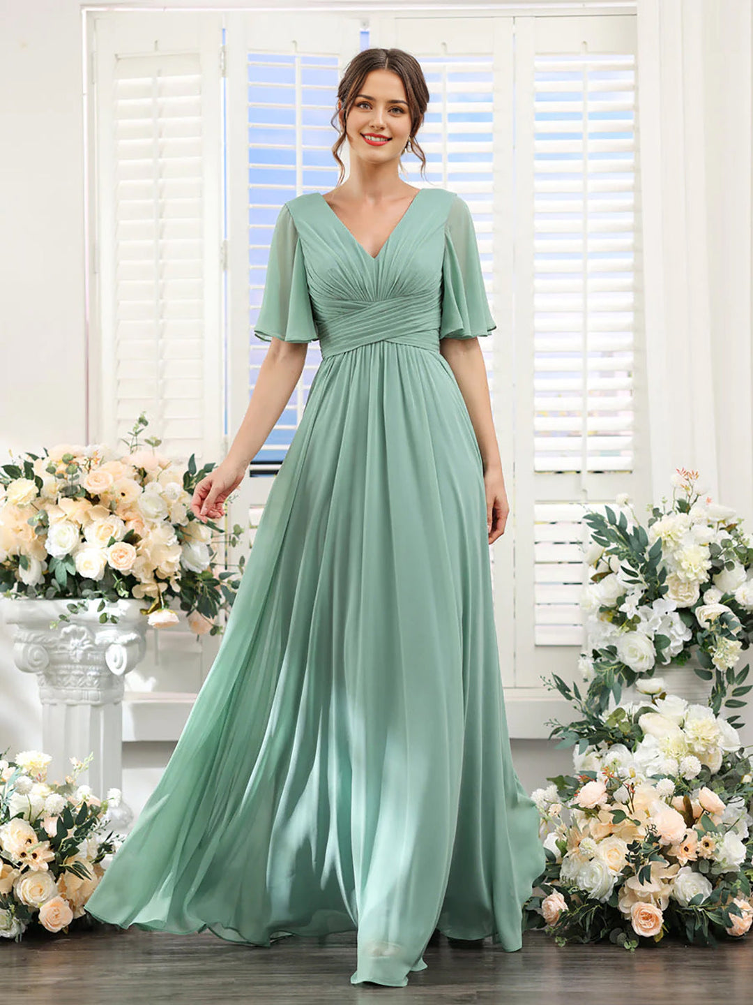 Echoarchiv | Fließendes V-Ausschnitt Chiffonkleid für Damen