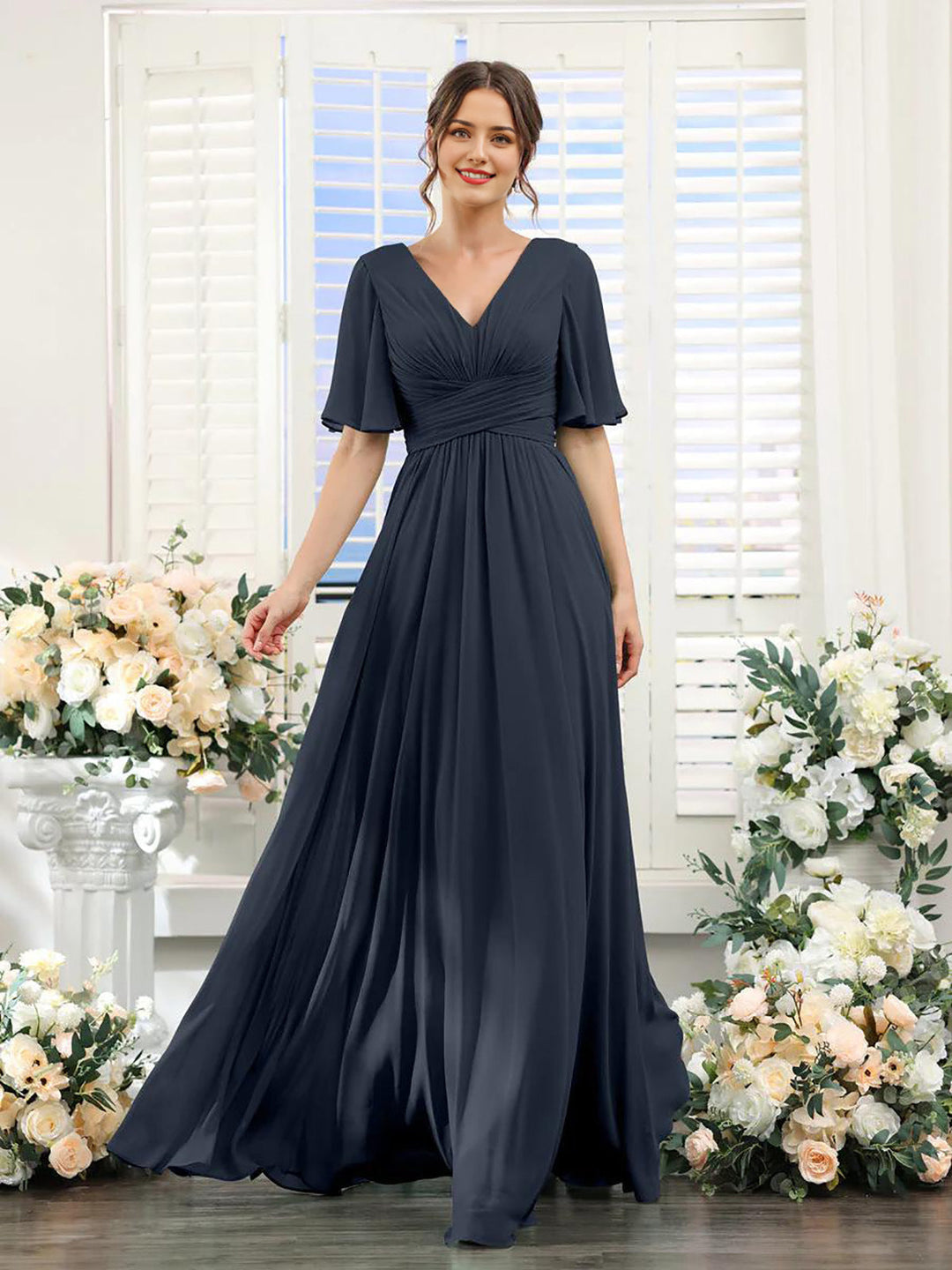 Echoarchiv | Fließendes V-Ausschnitt Chiffonkleid für Damen
