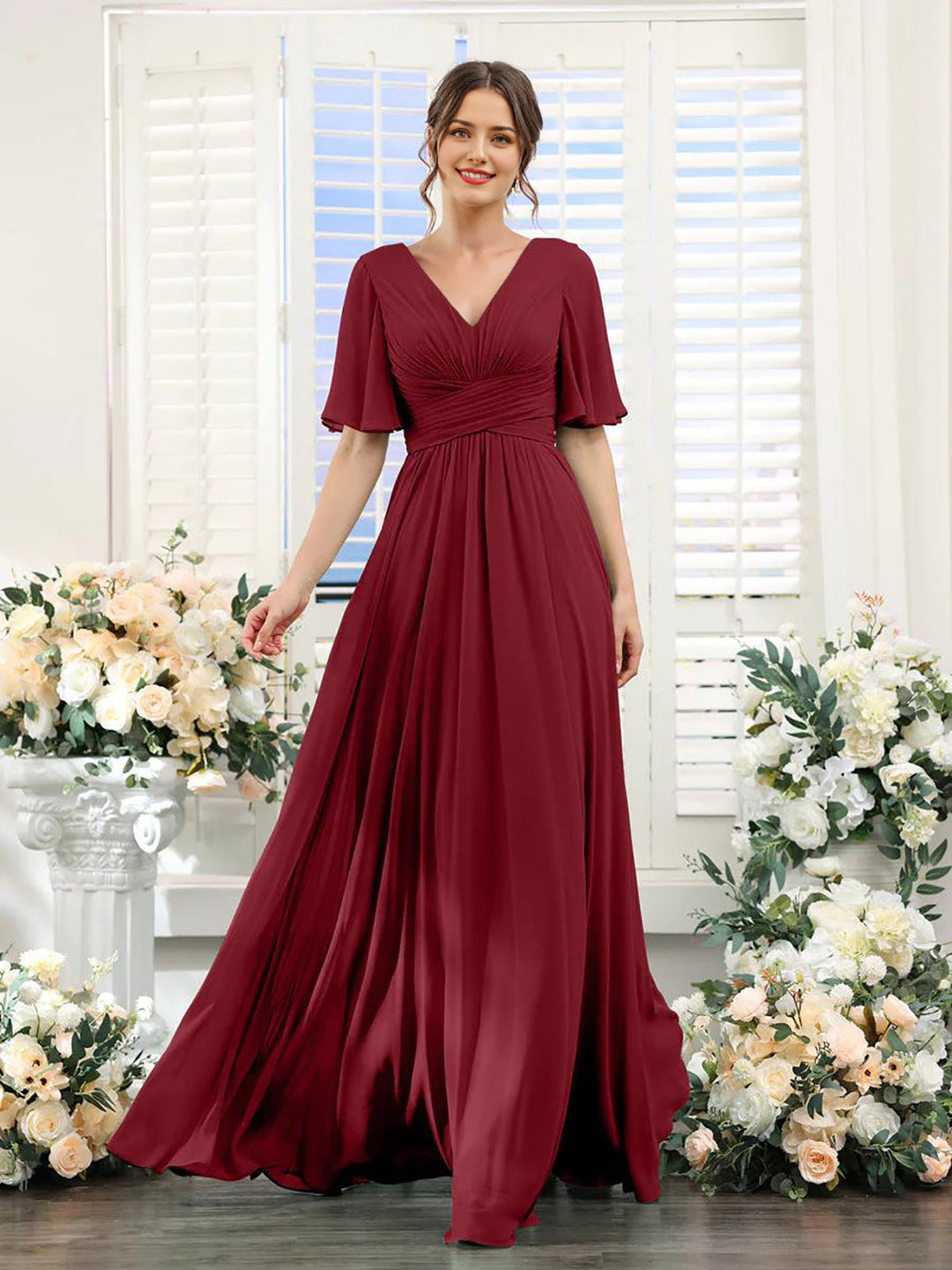 Echoarchiv | Fließendes V-Ausschnitt Chiffonkleid für Damen
