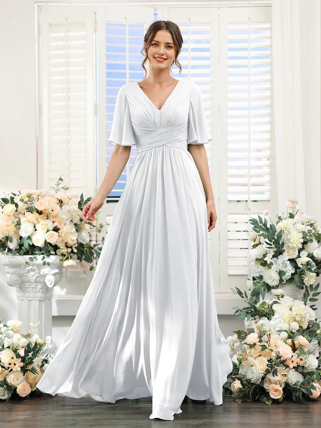 Echoarchiv | Fließendes V-Ausschnitt Chiffonkleid für Damen