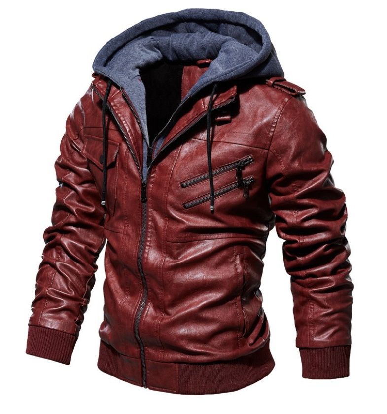 Premium Herren Lederjacke Mit Kapuze – Valtoré