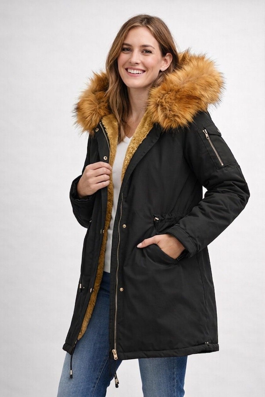 Echoarchiv | Damen Parka Fellkapuze Fleecefutter