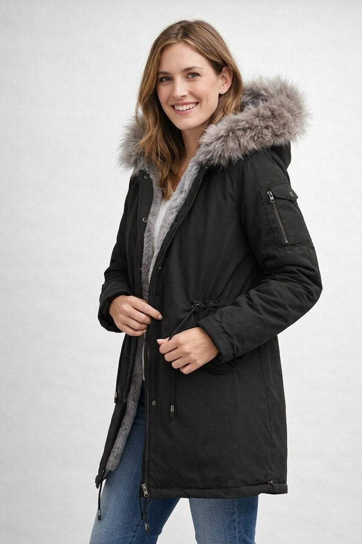 Echoarchiv | Damen Parka Fellkapuze Fleecefutter