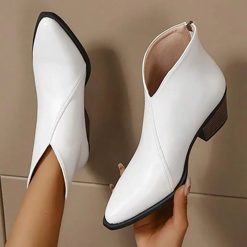 Damen Leder Stiefeletten mit Spitzer Spitze & PlatEchoarchivuabsatz | Echoarchiv