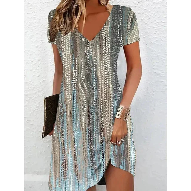 beige Glitzer Cocktailkleid