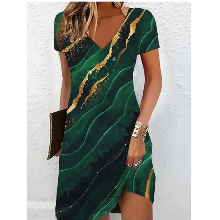 beige Glitzer Cocktailkleid
