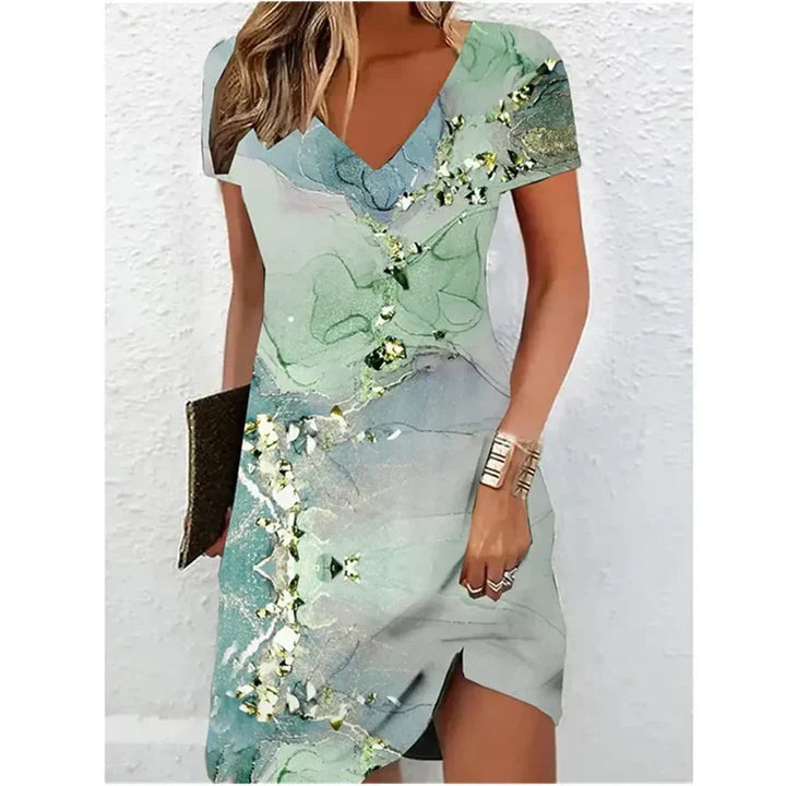 beige Glitzer Cocktailkleid