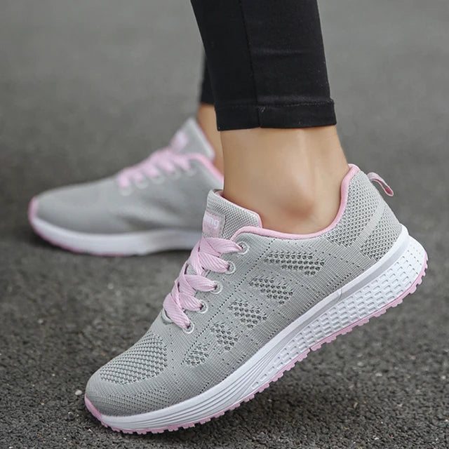 Echoarchiv | Damers Andningsbara Mesh Tyg Snörade Sneakers
