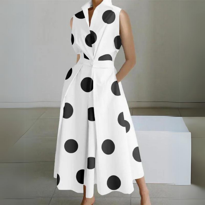 Echoarchiv | Ärmelloses Polka-Dot Midi-Kleid