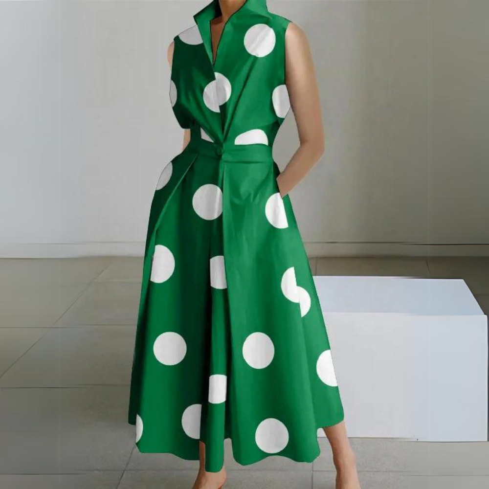 Echoarchiv | Ärmelloses Polka-Dot Midi-Kleid
