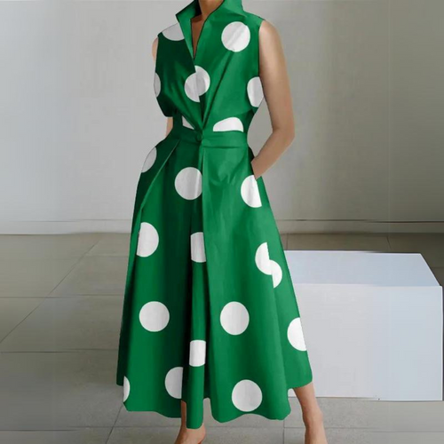 Echoarchiv | Ärmelloses Polka-Dot Midi-Kleid
