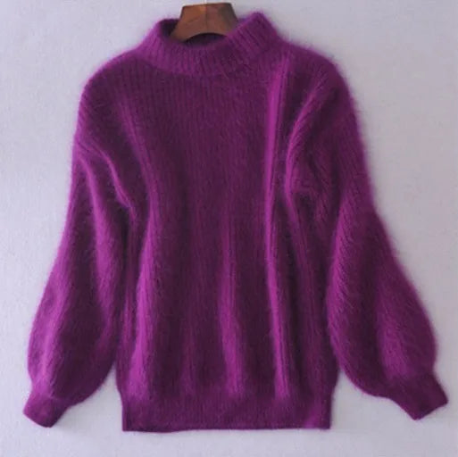 Echoarchiv - Lockere gestrickte einfarbige Pullover - Vintage Angora Pullover