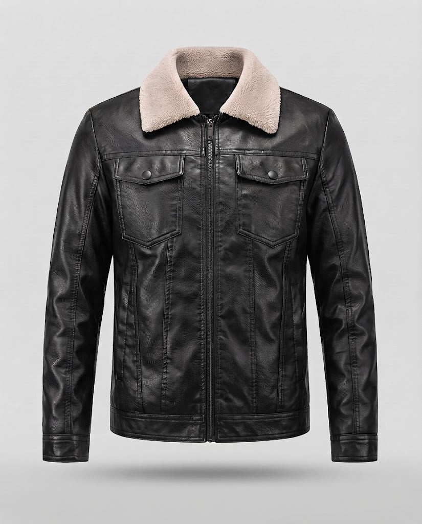 Herren Lederjacke im Pilotenstil mit Sherpa‑Kragen Echoarchiv