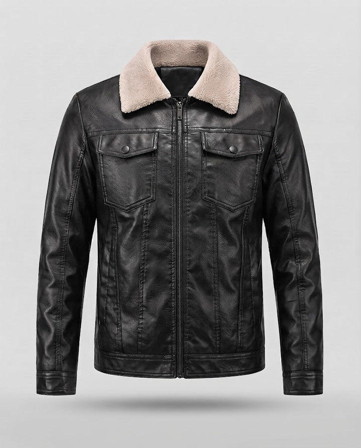 Herren Lederjacke im Pilotenstil mit Sherpa‑Kragen Echoarchiv