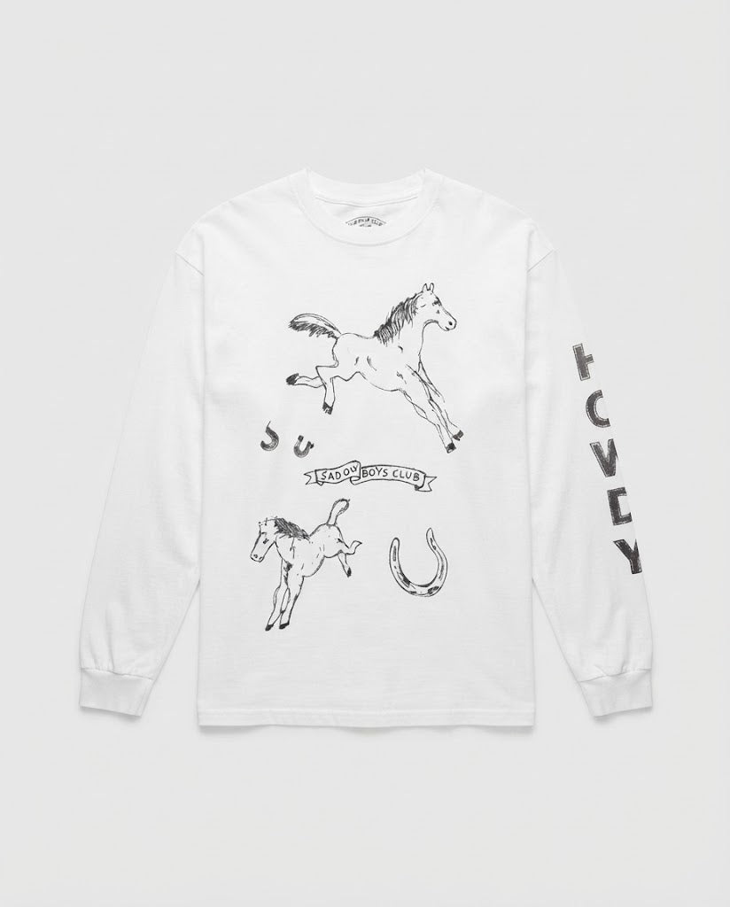 Damen Langärmeliges Oversize-Print-Shirt mit Western-Horse-Illustration Echo Archiv