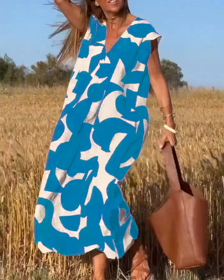 Echoarchiv | Amara Maxikleid mit Print und V-Ausschnitt
