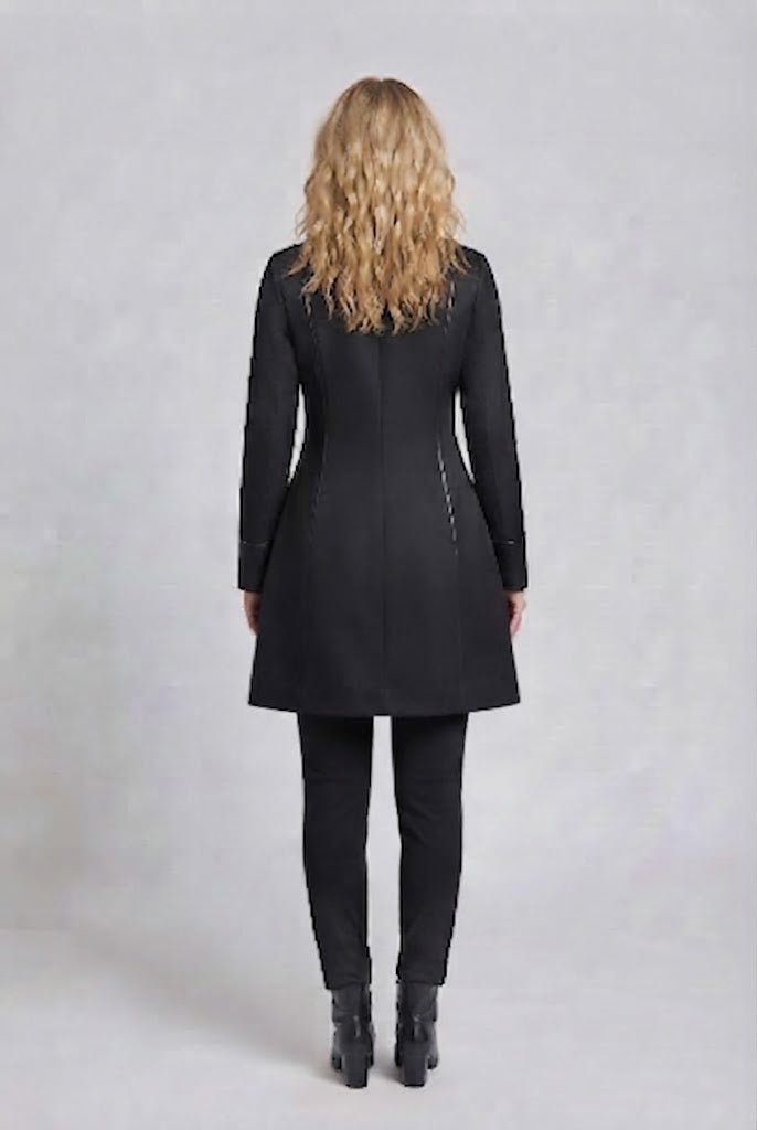Damen elegante Frack mit Spitze Akzenten und dekorativem Knopfverschluss Echo Archiv
