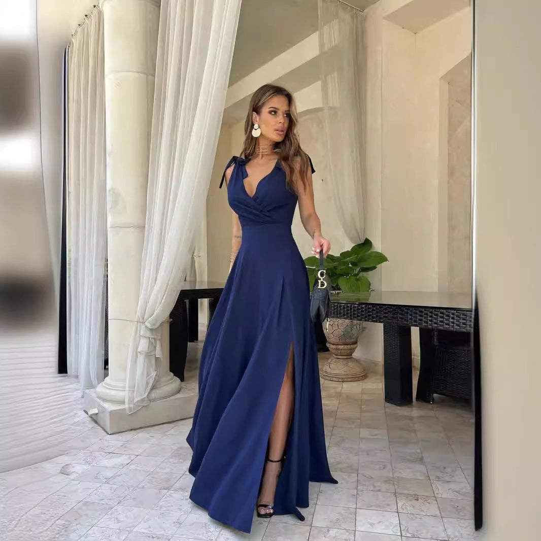 Echoarchiv | Abendkleid Langer Plissierter Einfarbiger