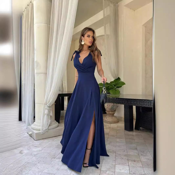 Echoarchiv | Abendkleid Langer Plissierter Einfarbiger