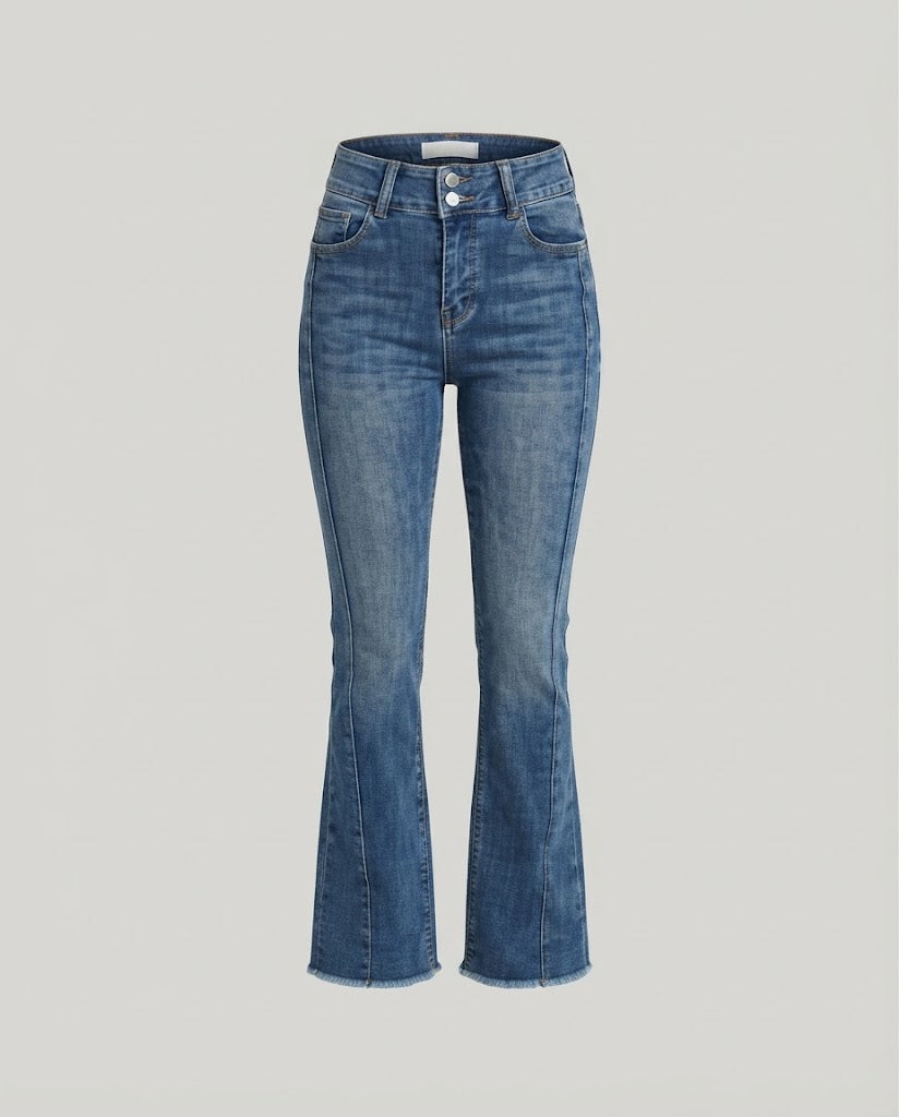 Damen High‑Waist Bootcut-Jeans mit betonter Seitennaht und vintage-inspirierter Waschung Echo Archiv