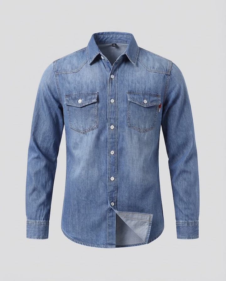 Herren robuste Denim-Hemdjacke mit aufgesetzten Brusttaschen Echo Archiv