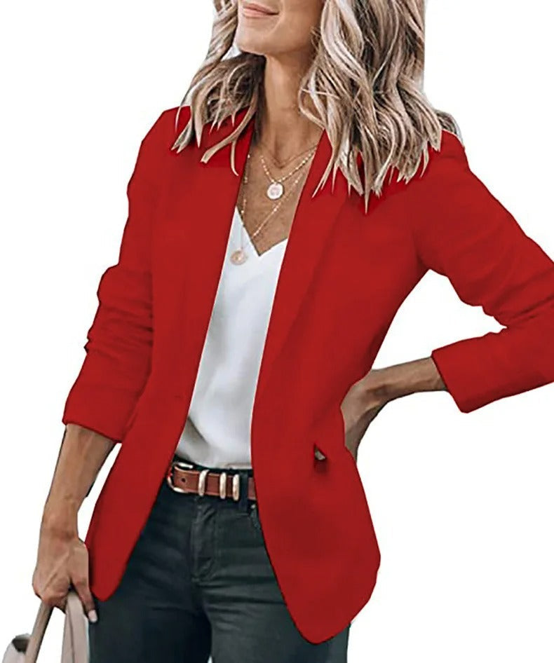 Echoarchiv - Damen Blazer Einfarbig Jacke, Lange Ärmel