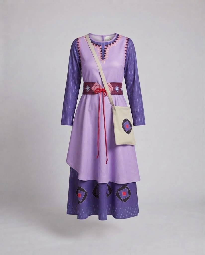 Frauen traditionelles Langarmkleid mit detailliertem Stoffdesign Echo Archiv