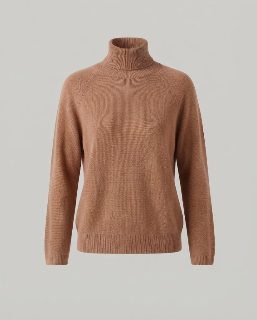 Damen Feinstrick-Rollkragenpullover aus Kaschmir-Mix mit Raglanärmeln und feinem Rippbund Echoarchiv