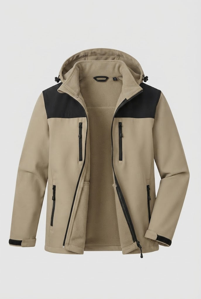 Herren Zwei-Lagen Softshell Outdoor-Jacke mit herausnehmbarer Fleece-Innenjacke und Kapuze Echo Archiv