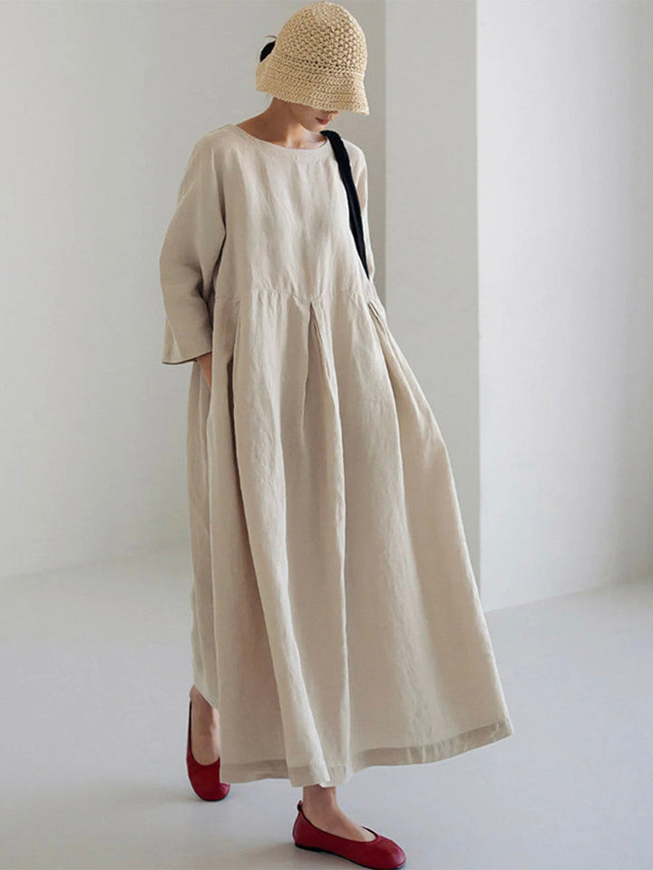 Echoarchiv | Lockeres Leinenkleid mit Seitentaschen