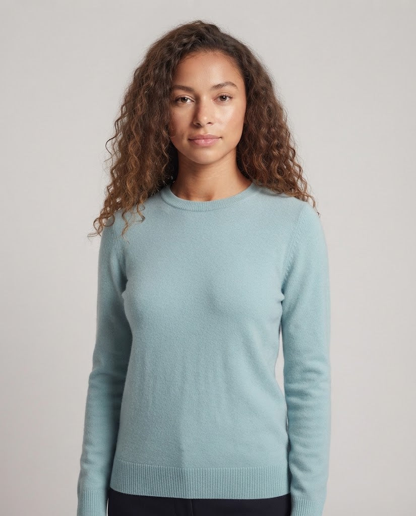 Damen Feinstrick-Pullover mit geripptem Rundhalsausschnitt und schmalen Bündchen Echoarchiv