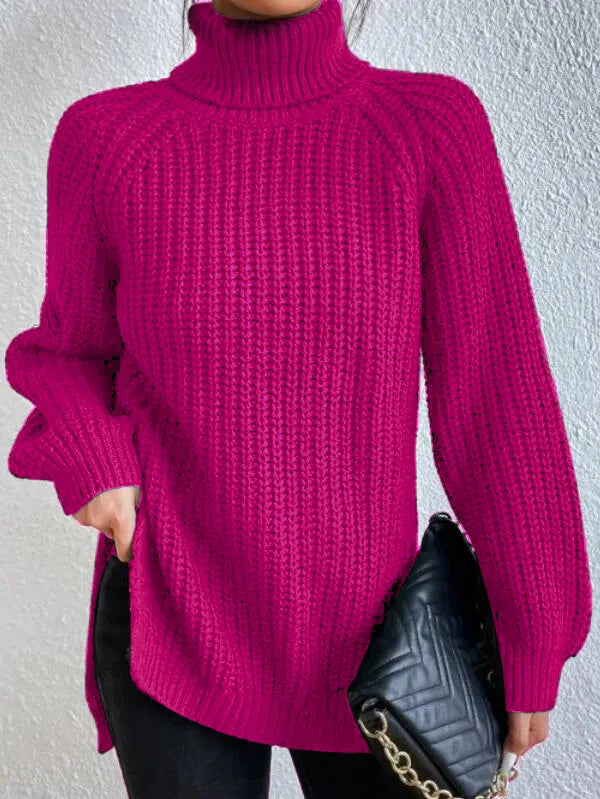 Echoarchiv-rollkragenpullover Mit Raglanärmel Und Geteiltem Saum