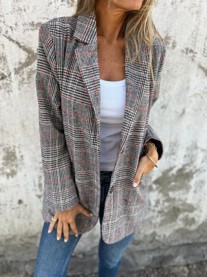 Echoarchiv | Stilvolle Damen Winter Kariert Blazer
