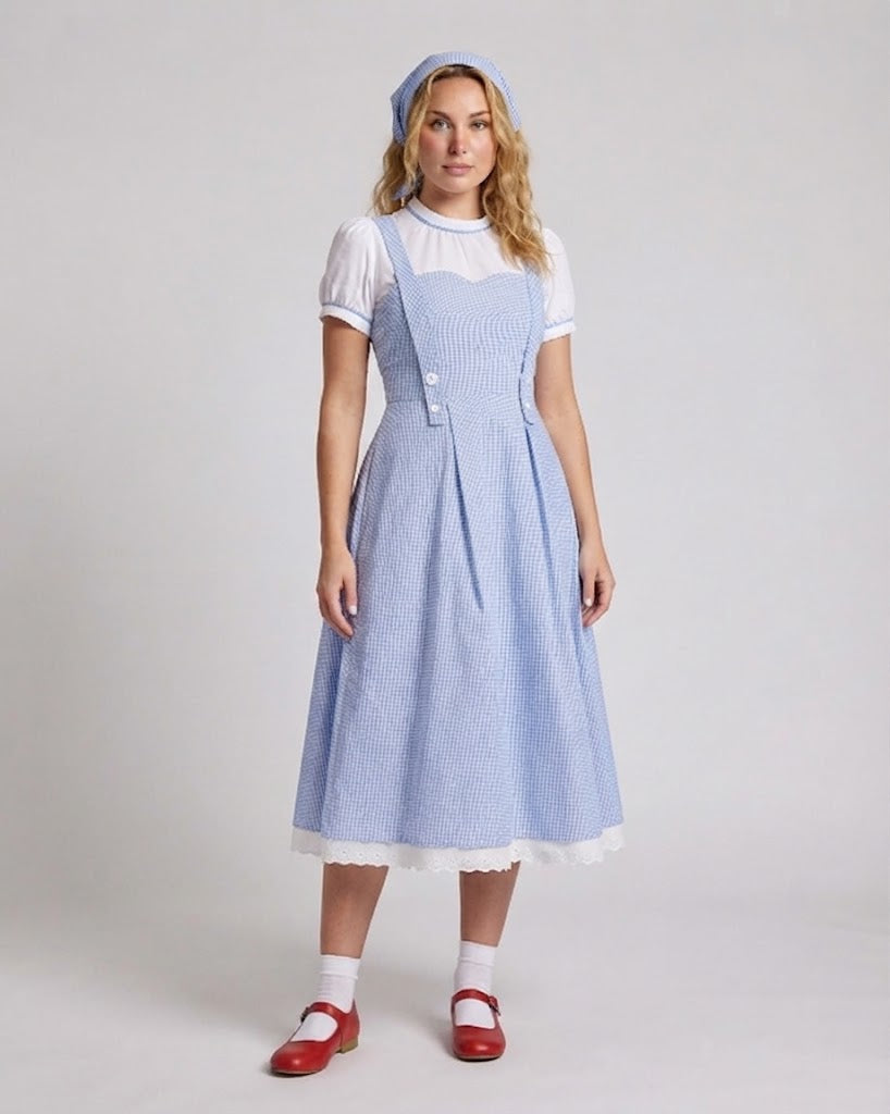 Damenkleid mit traditionellen Akzenten und Rüschendetails Echo Archiv