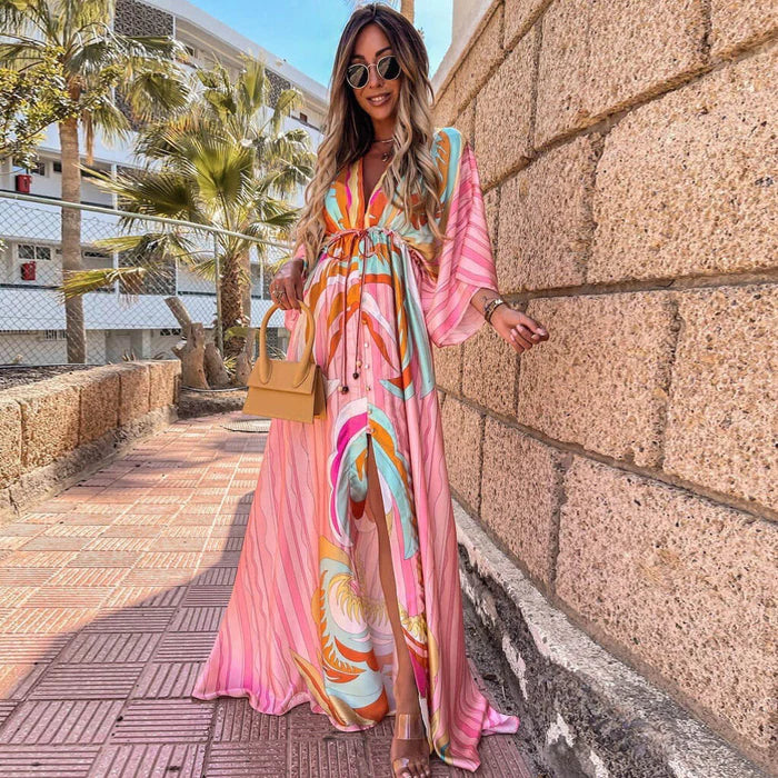 Echoarchiv | Elegnat Bedrucktes Beach Cover Up Kleid