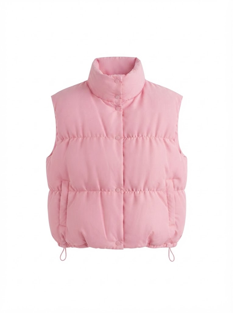 Damen Puffy-Isolationsweste mit quadratischer Konstruktion und hohem Stehkragen