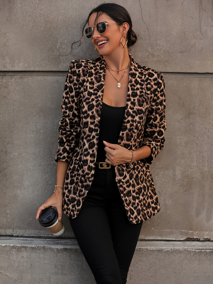 Echoarchiv | Eleganter Business Langblazer mit Leopardenmuster für alle Jahreszeiten
