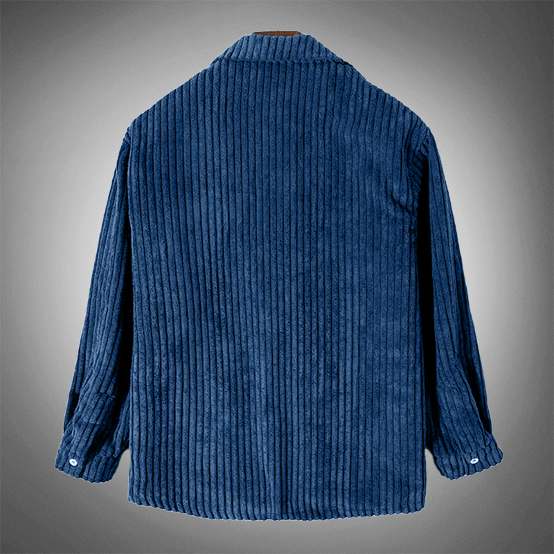 Echoarchiv - Stilvolles Dunkelblaues Lässiges Corduroy Herbst Overshirt für Männer