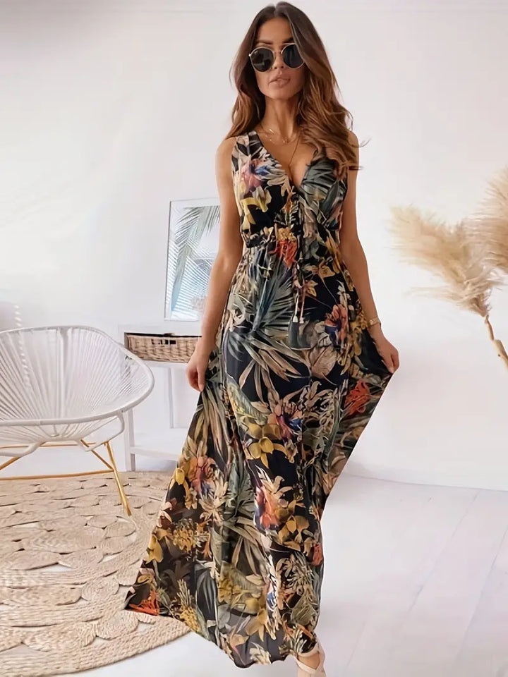 Echoarchiv | Casual Boho Maxi-Kleid Mit Kordelzug
