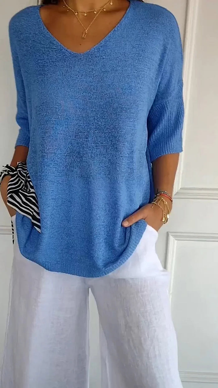 Echoarchiv | Bequemes Damen Stricktop mit V-Ausschnitt