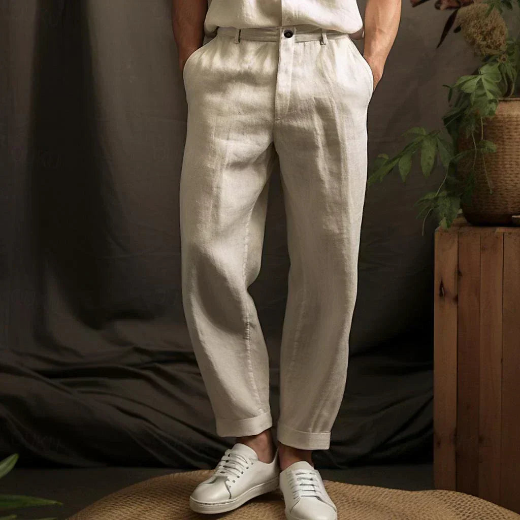 Echoarchiv | Herren Leinenhose Luftige Sommerhose mit Regulärer Passform
