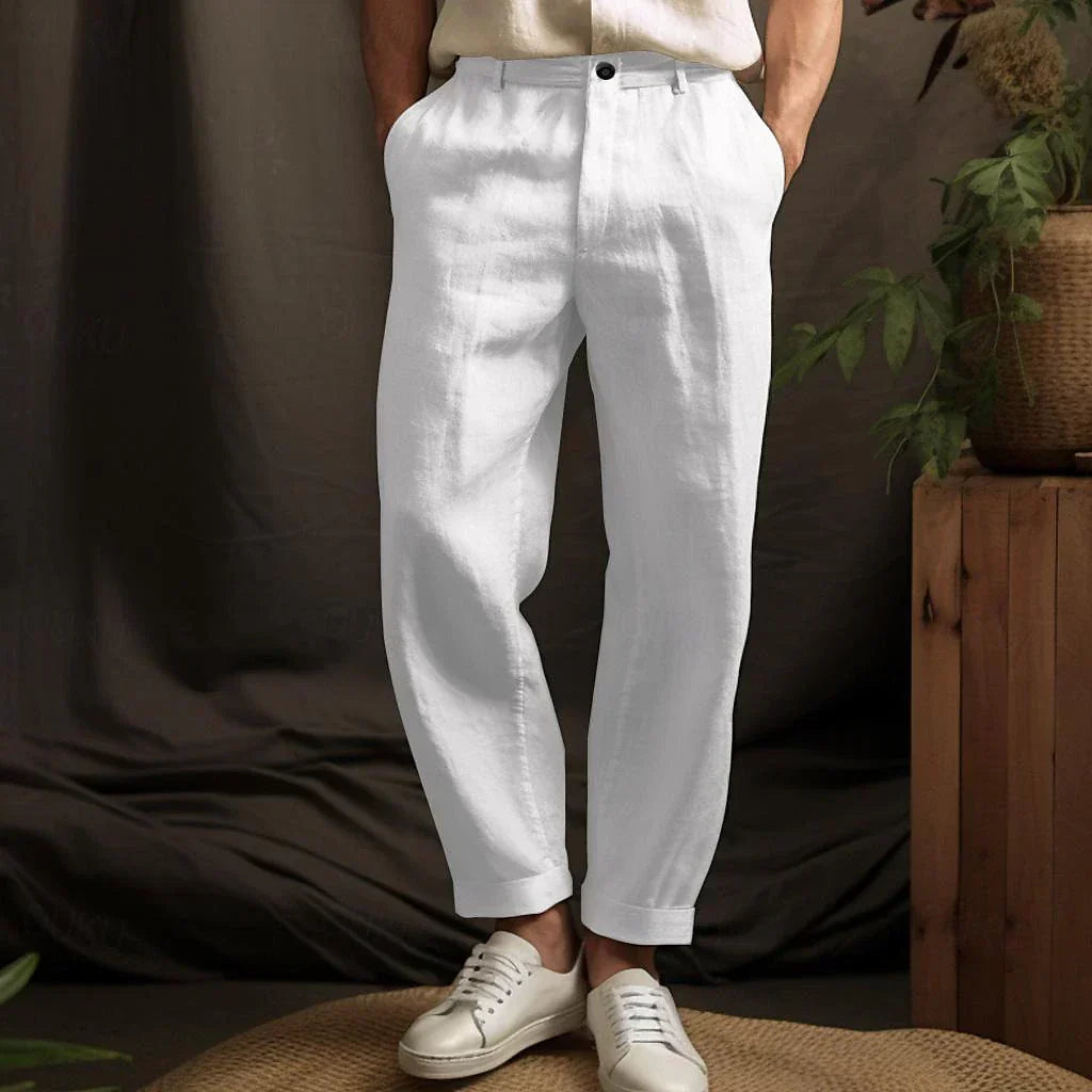 Echoarchiv | Herren Leinenhose Luftige Sommerhose mit Regulärer Passform