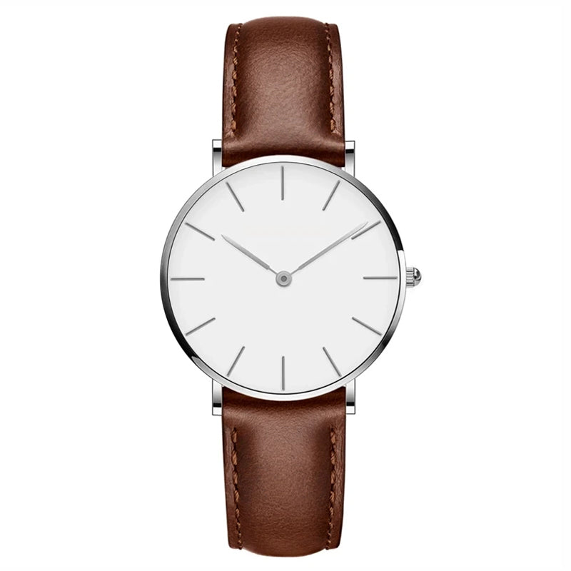 Echoarchiv | Runde Zeitlose Minimalistische Uhr mit Lederarmband für Frauen