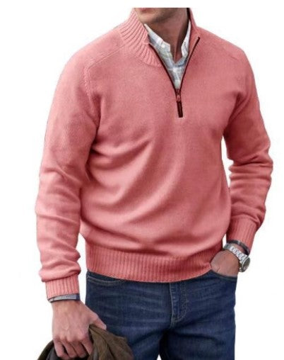 Herren Pullover Mit Revers Und Reißverschluss Einfarbig – Terenzo
